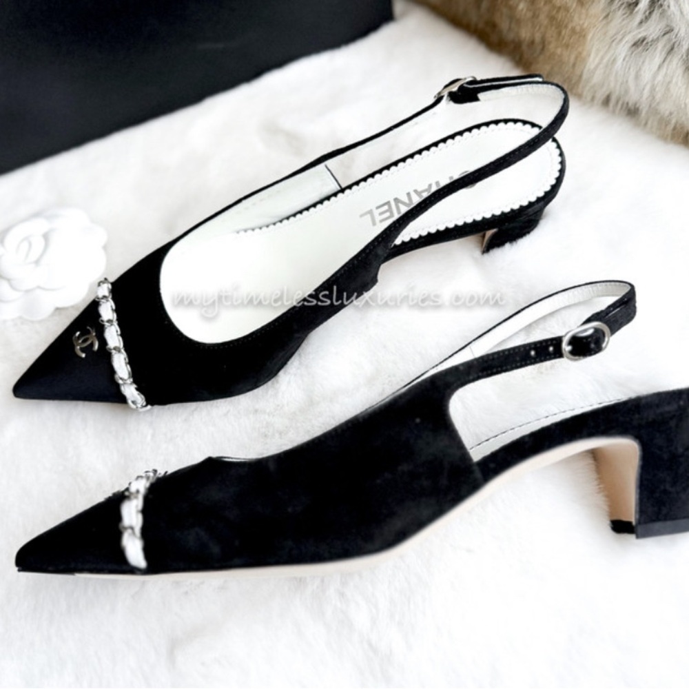 Chanel Black Slingback Women's Shoes